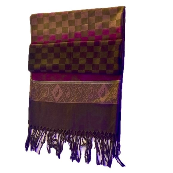 Adonis Pashmina Silk Wrap Scarf Patterned Beautiful Seasonal Colors  EUC - Picture 1 of 7